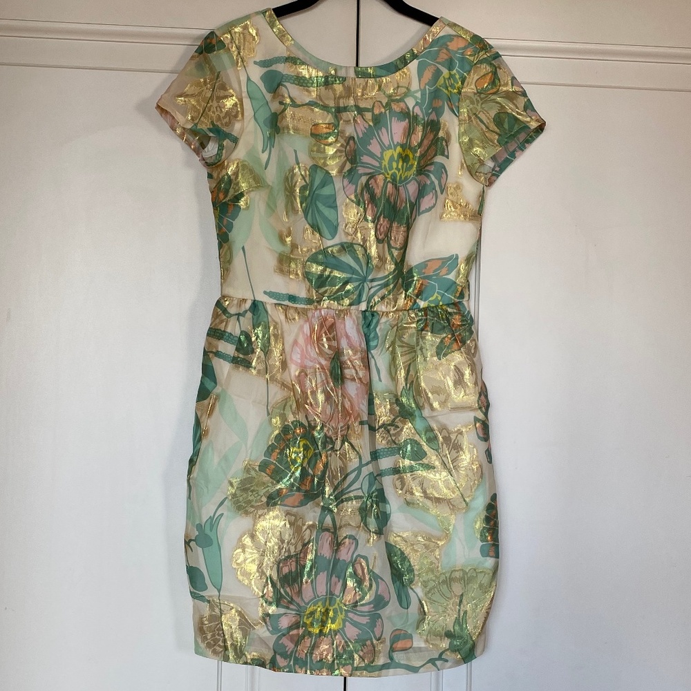 H&M Floral Dress with Gold Metallic Accents